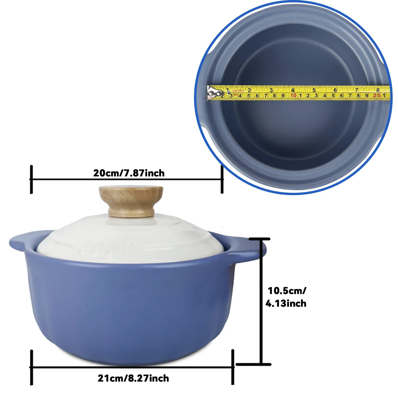 2.8L Stew Pot Casserole Ceramic Saucepan High Temperature Resistant Home Kitchen Cooking Pot Suitable for 3-5 Person Gas Cooker