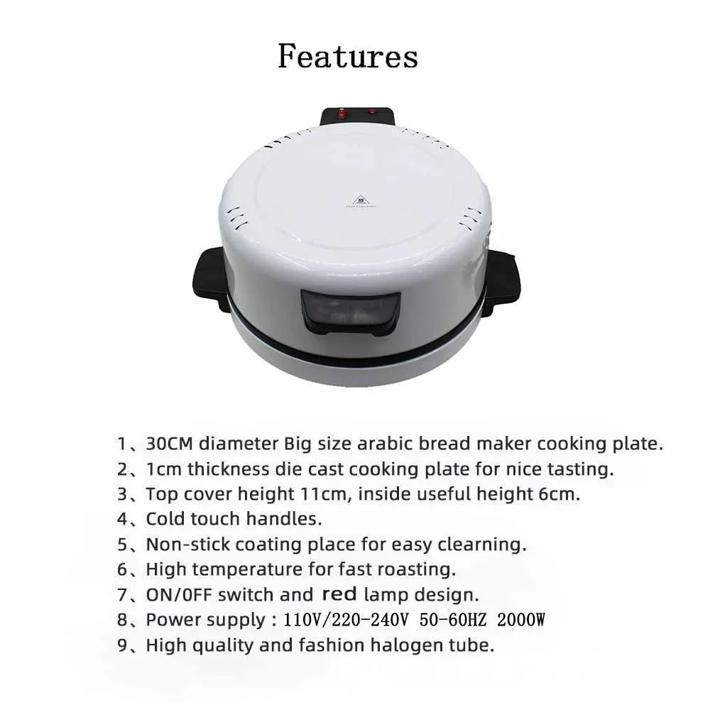Electric Pizza Maker, Portable Electric Toaster, Stainless Steel Oven, Non-Stick Handle Cold Touch Handle, Toast Steak Bread