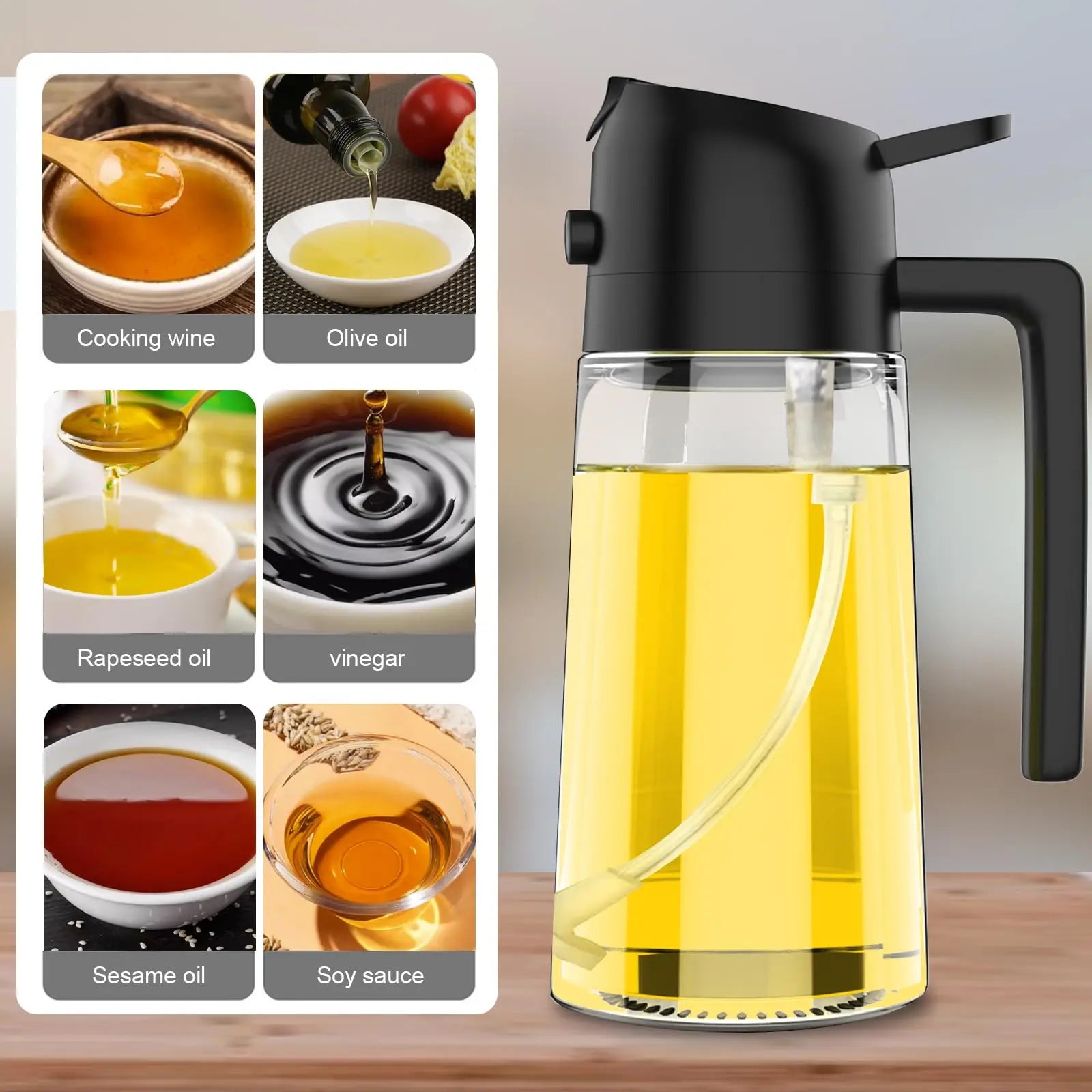 Kitchen Oil Spray Bottle Cooking Olive Oil Sprayer 200/300/500ML Pneumatic Spray Bottle Fitness Barbecue Spray Oil Dispenser