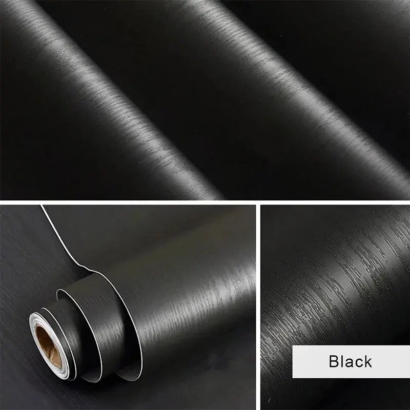Kitchen Home 40cm Decoration Black and White Wood Grain Self-adhesive Wallpaper Sticker Dining Table PVC Waterproof Wall Sticker