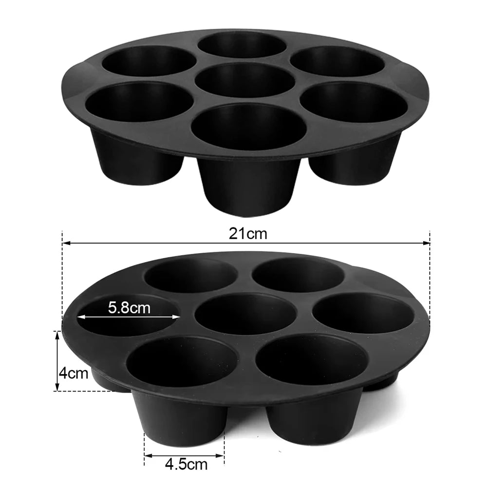 7 Cups Airfryer Silicone Muffin Pan Cupcake Mold for 3.5 to 5.8 L Air Fryer Accessories Non Stick Mini Cake Mould