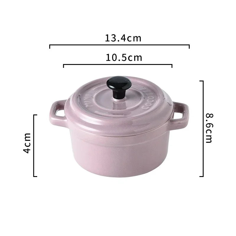 200ML Ceramic Breakfast Bowl Ramekins with Lids Oven Safe Creme Brulee,Mini Casserole Souffle Cover&Handle for French Onion Soup