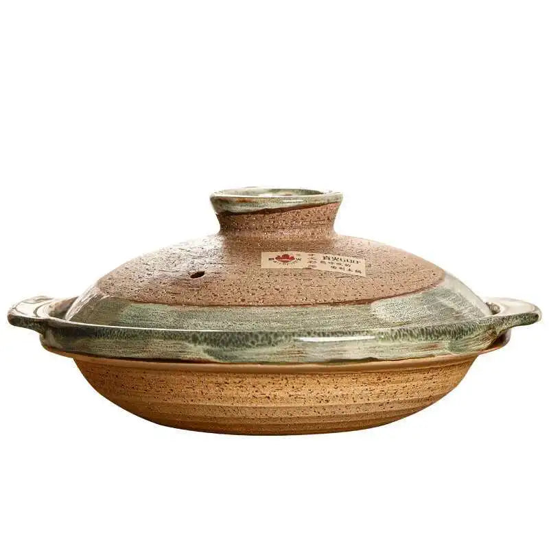 Japanese Retro Clay Casserole Stew Pot Domestic Casserole Shallow Soup Pot Ceramic Rice Cooking Pan For Gas Stove