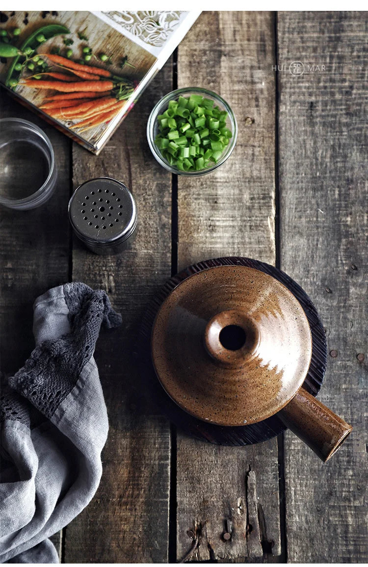 Casserole Hand Stew Bowl With Cover Coarse Pottery Soup Rice Porridge Clay Bowl