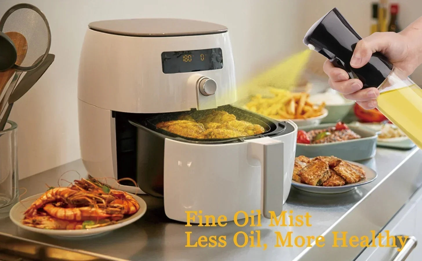 Kitchen Oil Spray Bottle Cooking Olive Oil Sprayer 200/300/500ML Pneumatic Spray Bottle Fitness Barbecue Spray Oil Dispenser