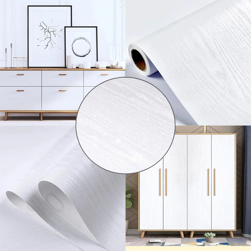 Kitchen Home 40cm Decoration Black and White Wood Grain Self-adhesive Wallpaper Sticker Dining Table PVC Waterproof Wall Sticker
