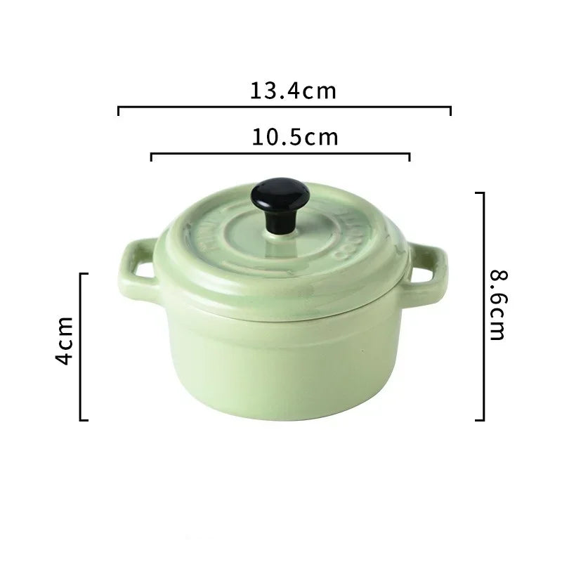 200ML Ceramic Breakfast Bowl Ramekins with Lids Oven Safe Creme Brulee,Mini Casserole Souffle Cover&Handle for French Onion Soup