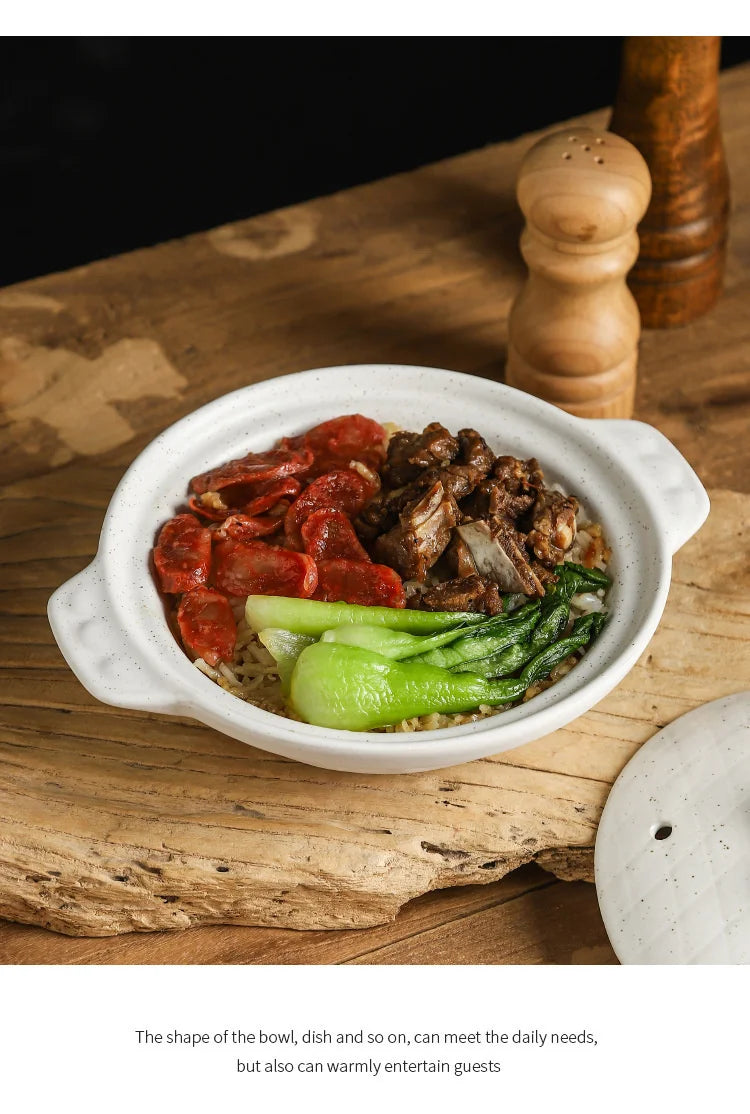 Ceramic Casserole Stew Pot Cooking Gas Earthenware Soup Pots Ceramic Rice Noodle Saucepan Resistant Bibimbap Pot Household