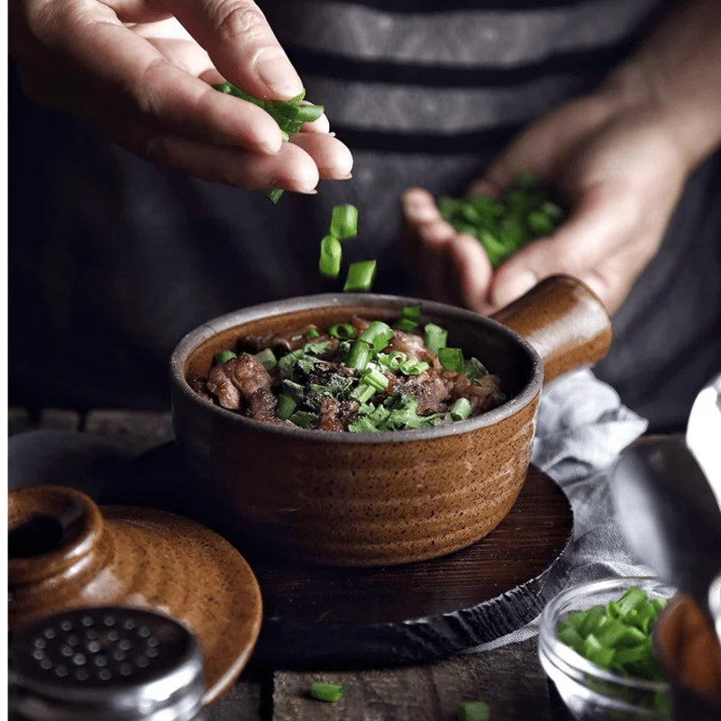 Casserole Hand Stew Bowl With Cover Coarse Pottery Soup Rice Porridge Clay Bowl