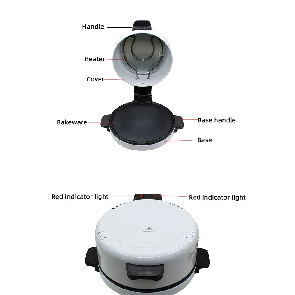 Electric Pizza Maker, Portable Electric Toaster, Stainless Steel Oven, Non-Stick Handle Cold Touch Handle, Toast Steak Bread
