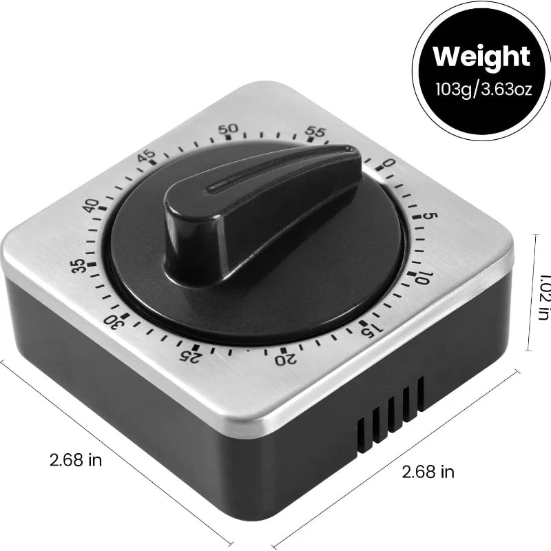 Kitchen Timers for Cooking, Chef Cooking Timer Clock Desk Timer  - Magnetic Backing Stainless Steel Body - Countdown Reminder