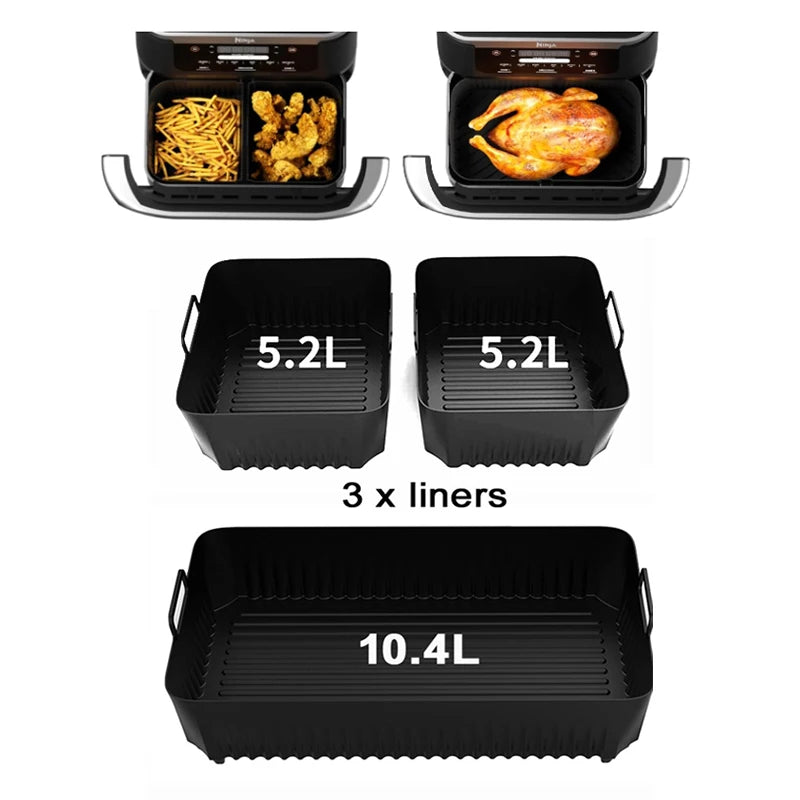 Silicone Air Fryer Tray Silicone Mold For Ninja DZ071/AF500UK Air Fryer Basket Replacement Dishwasher Safe Air Fryer Liners