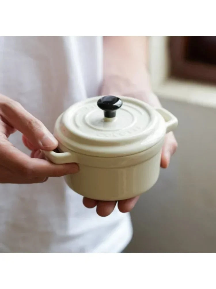 200ML Ceramic Breakfast Bowl Ramekins with Lids Oven Safe Creme Brulee,Mini Casserole Souffle Cover&Handle for French Onion Soup