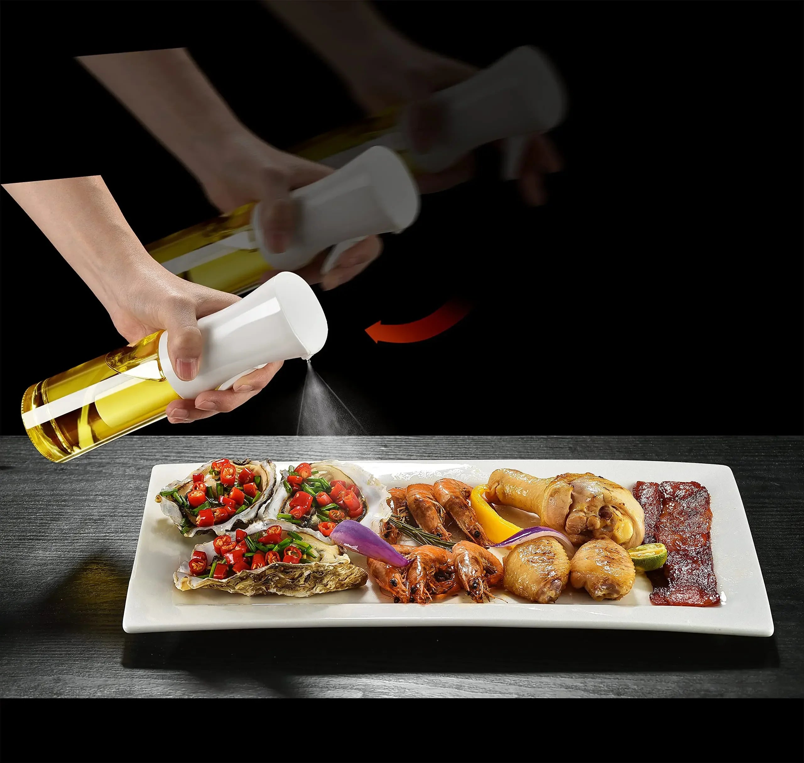 Kitchen Oil Spray Bottle Cooking Olive Oil Sprayer 200/300/500ML Pneumatic Spray Bottle Fitness Barbecue Spray Oil Dispenser