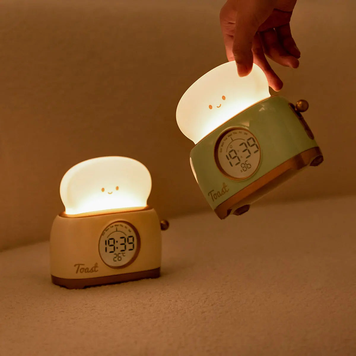 Toaster Night Light Alarm Clock Children Alarm Clock Bedside Luminous Clock Charging Bedroom Night Lamp Decoration Children Gift