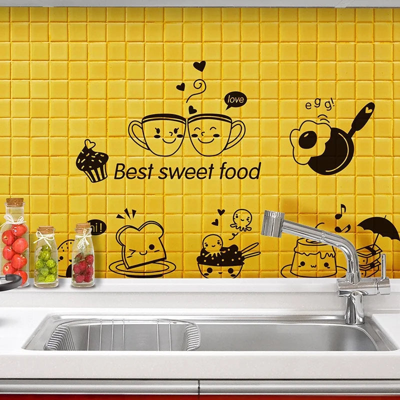 Kitchen Diy Coffee Sweet Food Wall Stickers Wall Art Decal Decoration Oven Dining Hall Wallpapers Decoration