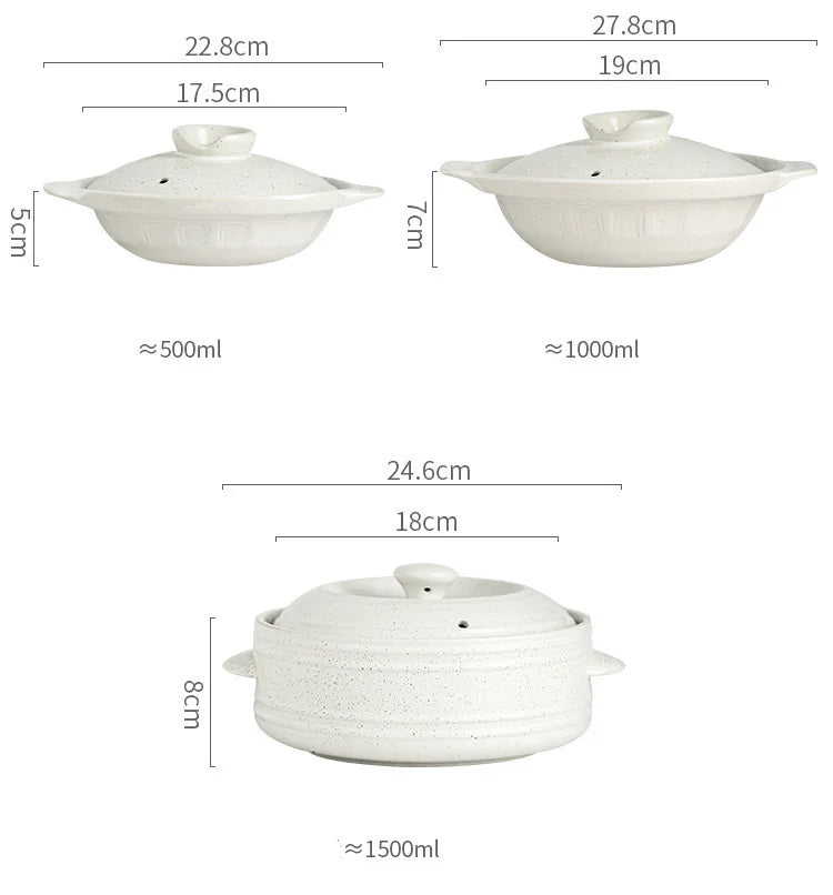 Ceramic Casserole Stew Pot Cooking Gas Earthenware Soup Pots Ceramic Rice Noodle Saucepan Resistant Bibimbap Pot Household