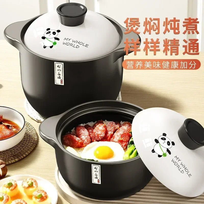 3.3L Stew Pot Casserole Ceramic Saucepan High Temperature Resistant Cooking Pan Gas Electric Stove Cooker for Kitchen Crock Pots