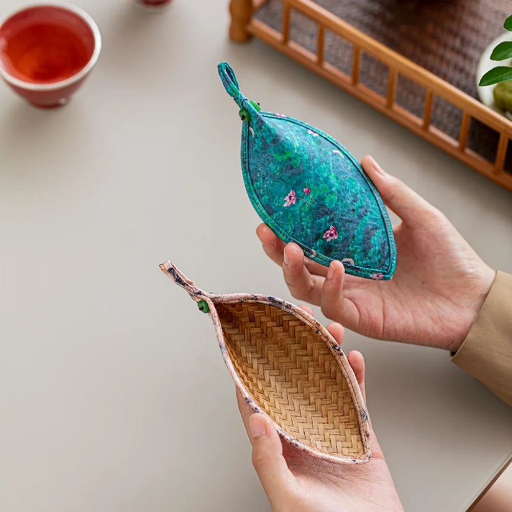 Tea Scoop Coffee Beans Dose Trays Bamboo Woven Cloud Yarn Bean Shovel Scoops Measure Tea Separator Vessel Espresso Kitchen Tools