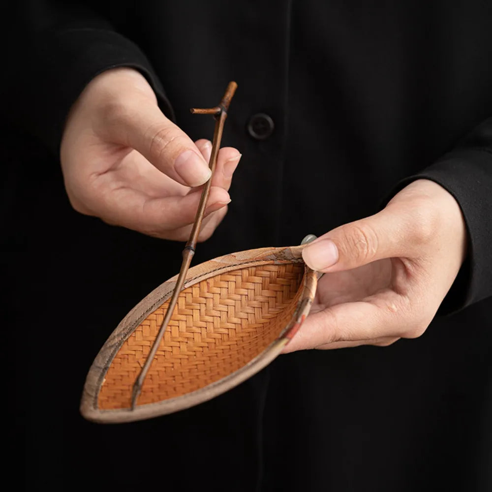 Tea Scoop Coffee Beans Dose Trays Bamboo Woven Cloud Yarn Bean Shovel Scoops Measure Tea Separator Vessel Espresso Kitchen Tools