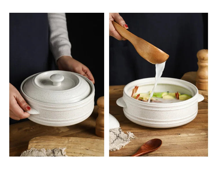Ceramic Casserole Stew Pot Cooking Gas Earthenware Soup Pots Ceramic Rice Noodle Saucepan Resistant Bibimbap Pot Household