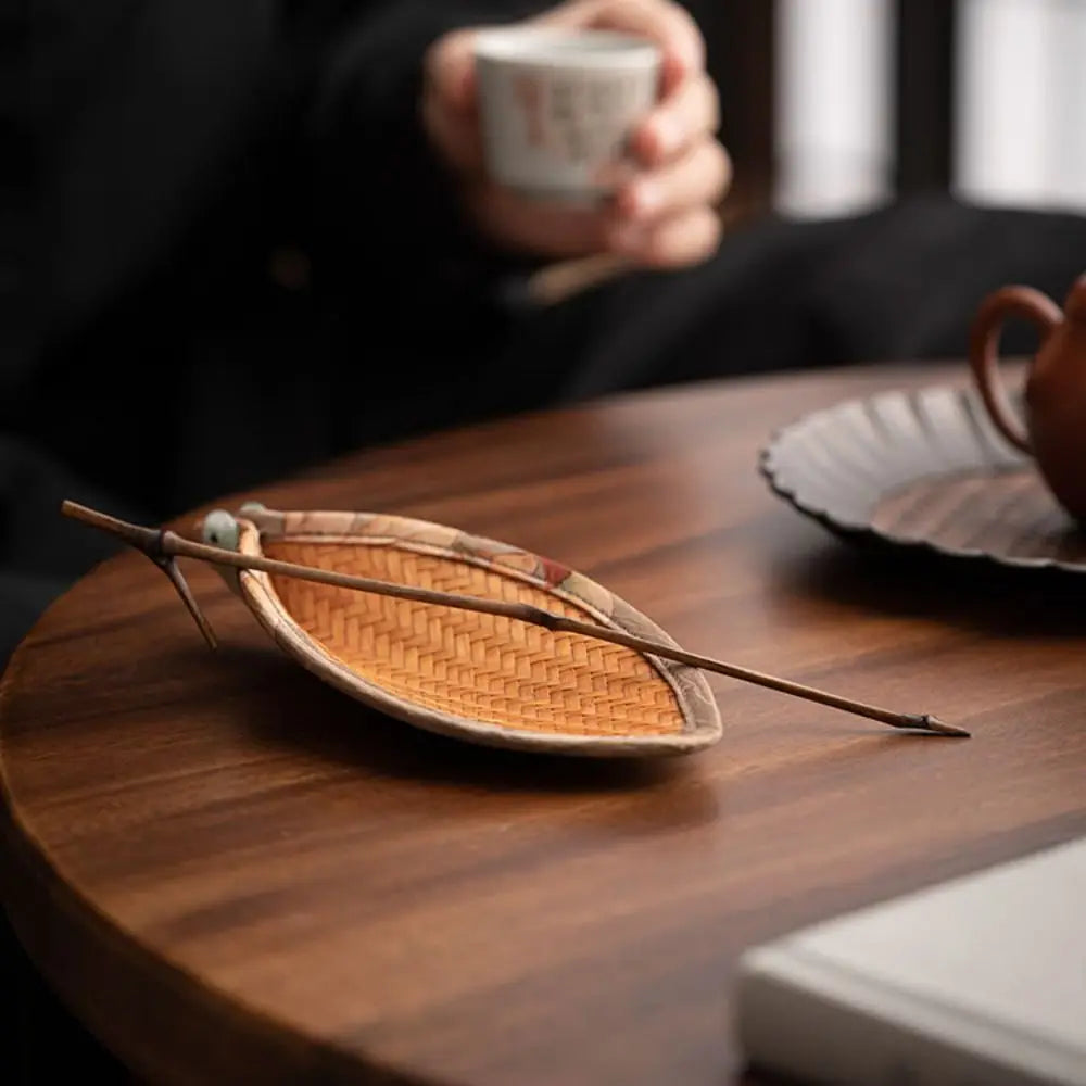 Tea Scoop Coffee Beans Dose Trays Bamboo Woven Cloud Yarn Bean Shovel Scoops Measure Tea Separator Vessel Espresso Kitchen Tools