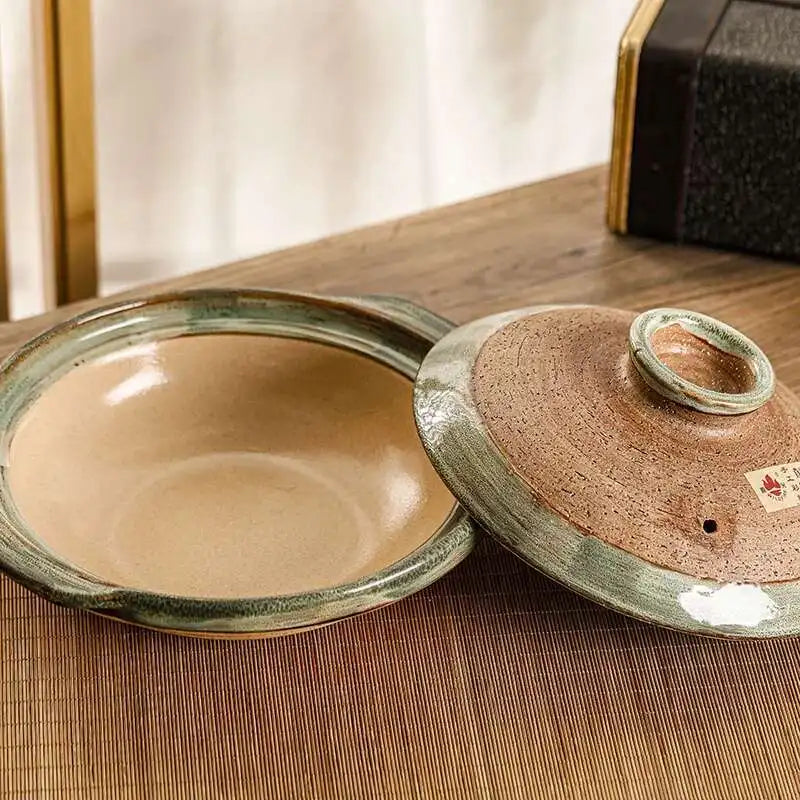 Japanese Retro Clay Casserole Stew Pot Domestic Casserole Shallow Soup Pot Ceramic Rice Cooking Pan For Gas Stove