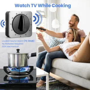 Kitchen Timers for Cooking, Chef Cooking Timer Clock Desk Timer  - Magnetic Backing Stainless Steel Body - Countdown Reminder