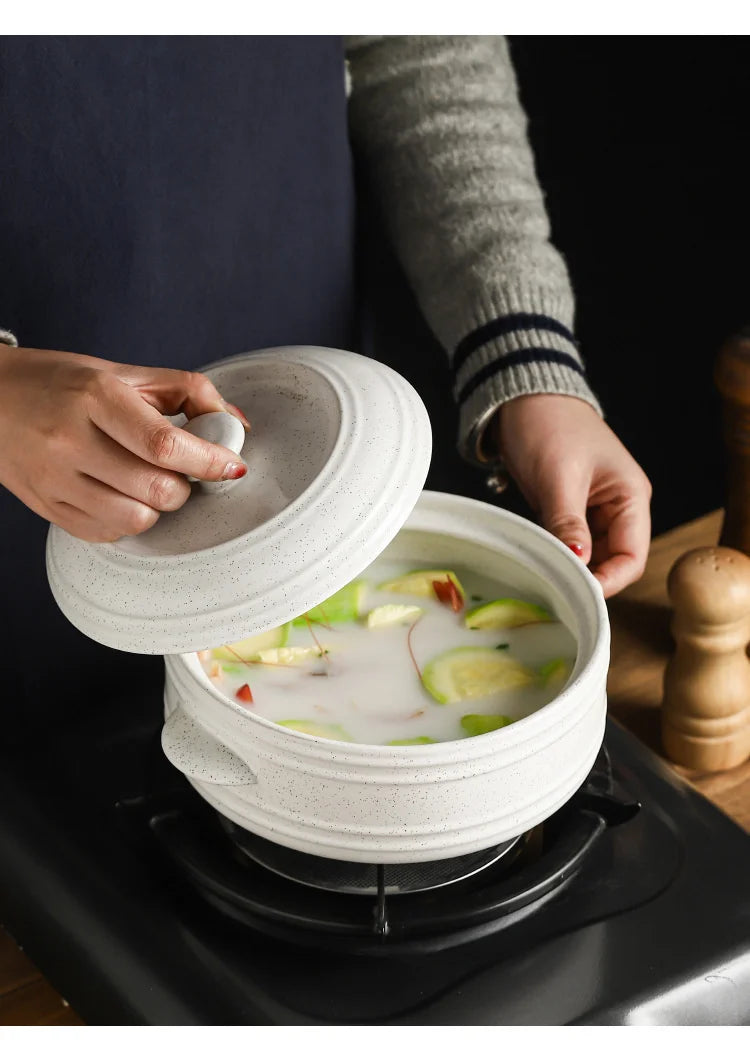 Ceramic Casserole Stew Pot Cooking Gas Earthenware Soup Pots Ceramic Rice Noodle Saucepan Resistant Bibimbap Pot Household