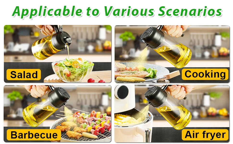 Kitchen Oil Spray Bottle Cooking Olive Oil Sprayer 200/300/500ML Pneumatic Spray Bottle Fitness Barbecue Spray Oil Dispenser