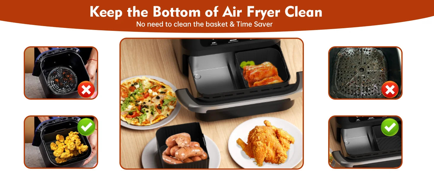 Silicone Air Fryer Tray Silicone Mold For Ninja DZ071/AF500UK Air Fryer Basket Replacement Dishwasher Safe Air Fryer Liners