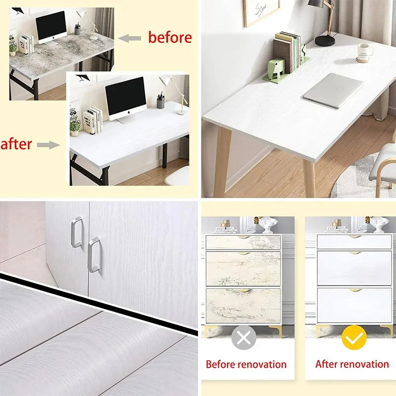 Kitchen Home 40cm Decoration Black and White Wood Grain Self-adhesive Wallpaper Sticker Dining Table PVC Waterproof Wall Sticker
