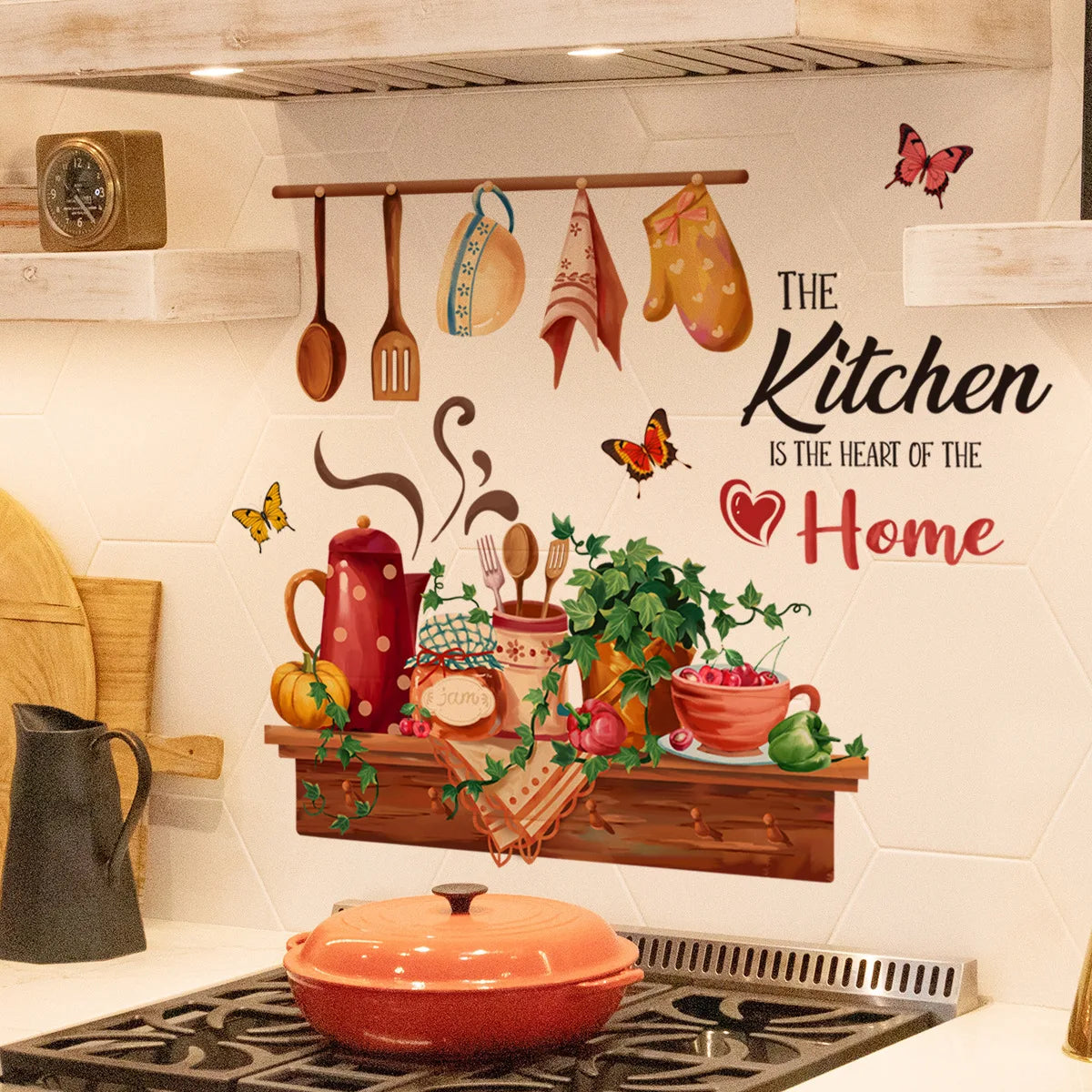 Kitchen Supplies Pattern Wall Sticker For Kitchen Restaurant Background Decoration Mural Art Home Decor Self Adhesive Wallpaper