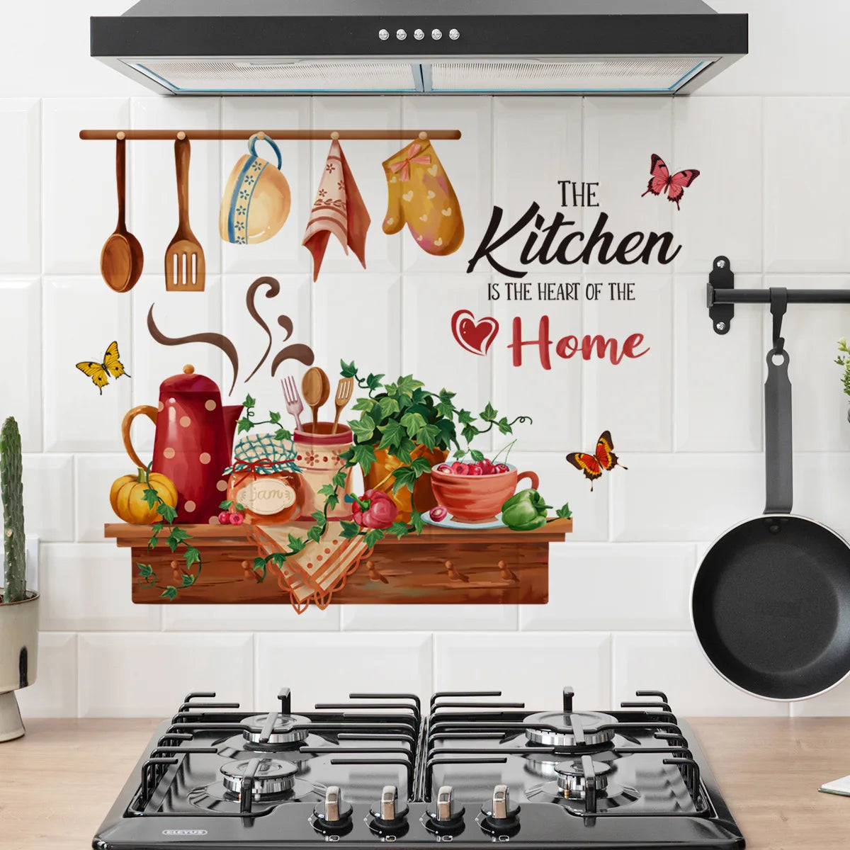 Kitchen Supplies Pattern Wall Sticker For Kitchen Restaurant Background Decoration Mural Art Home Decor Self Adhesive Wallpaper