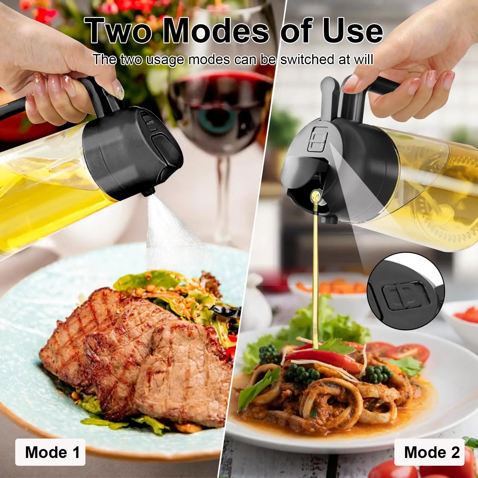 Kitchen Oil Spray Bottle Cooking Olive Oil Sprayer 200/300/500ML Pneumatic Spray Bottle Fitness Barbecue Spray Oil Dispenser
