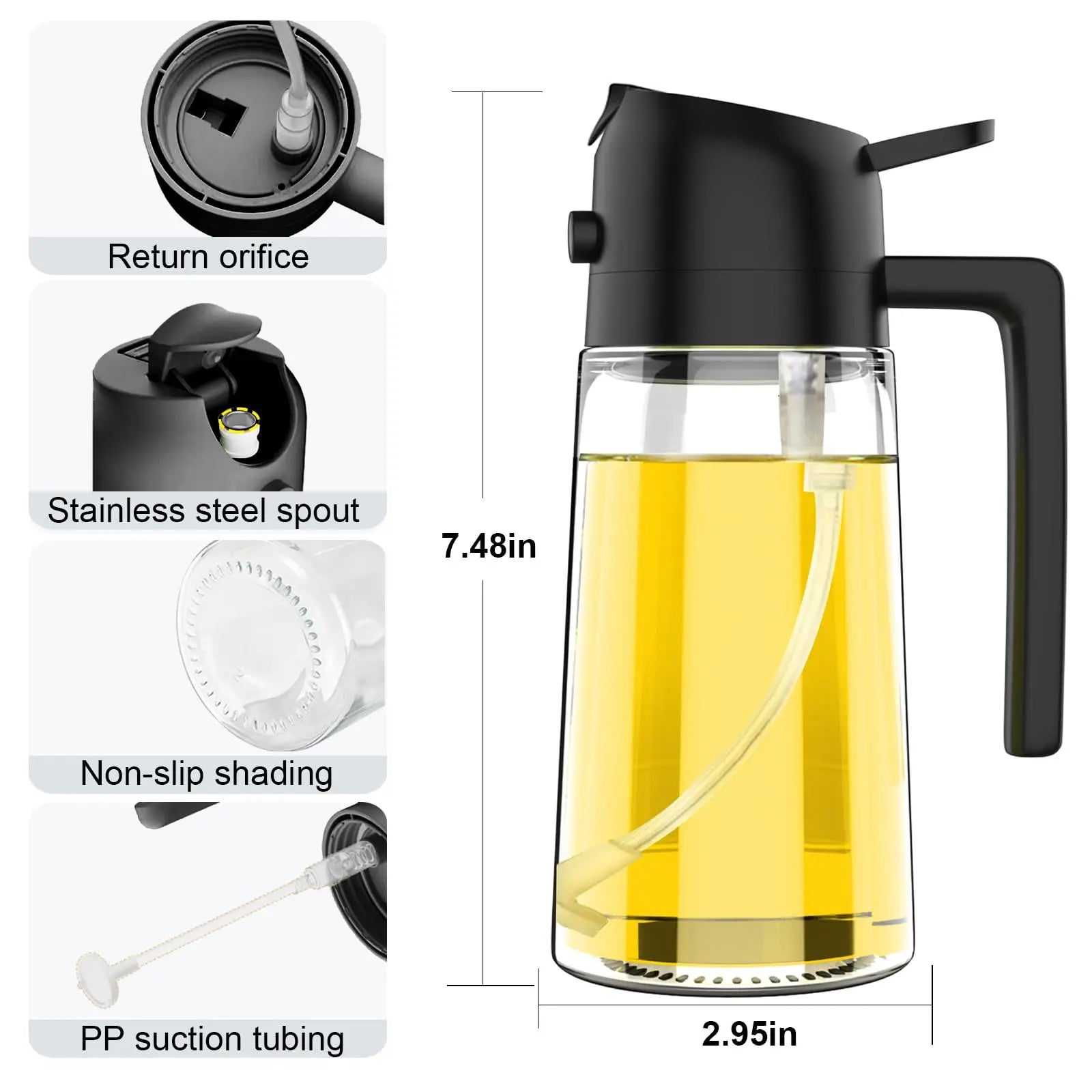 Kitchen Oil Spray Bottle Cooking Olive Oil Sprayer 200/300/500ML Pneumatic Spray Bottle Fitness Barbecue Spray Oil Dispenser