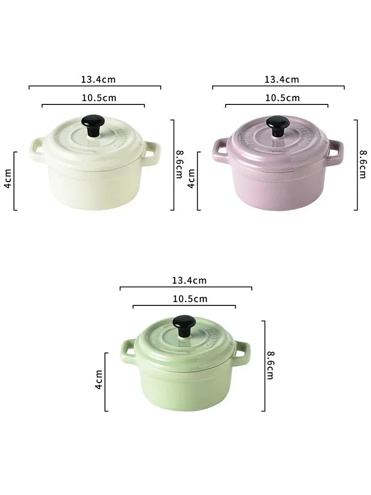 200ML Ceramic Breakfast Bowl Ramekins with Lids Oven Safe Creme Brulee,Mini Casserole Souffle Cover&Handle for French Onion Soup