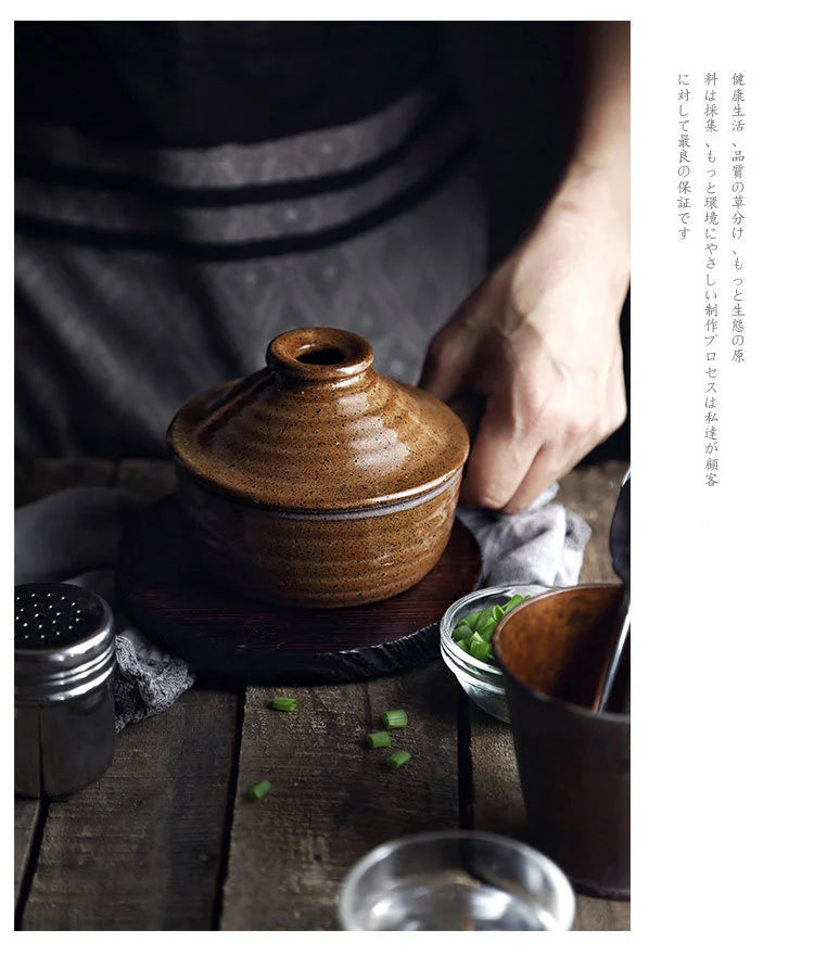 Casserole Hand Stew Bowl With Cover Coarse Pottery Soup Rice Porridge Clay Bowl