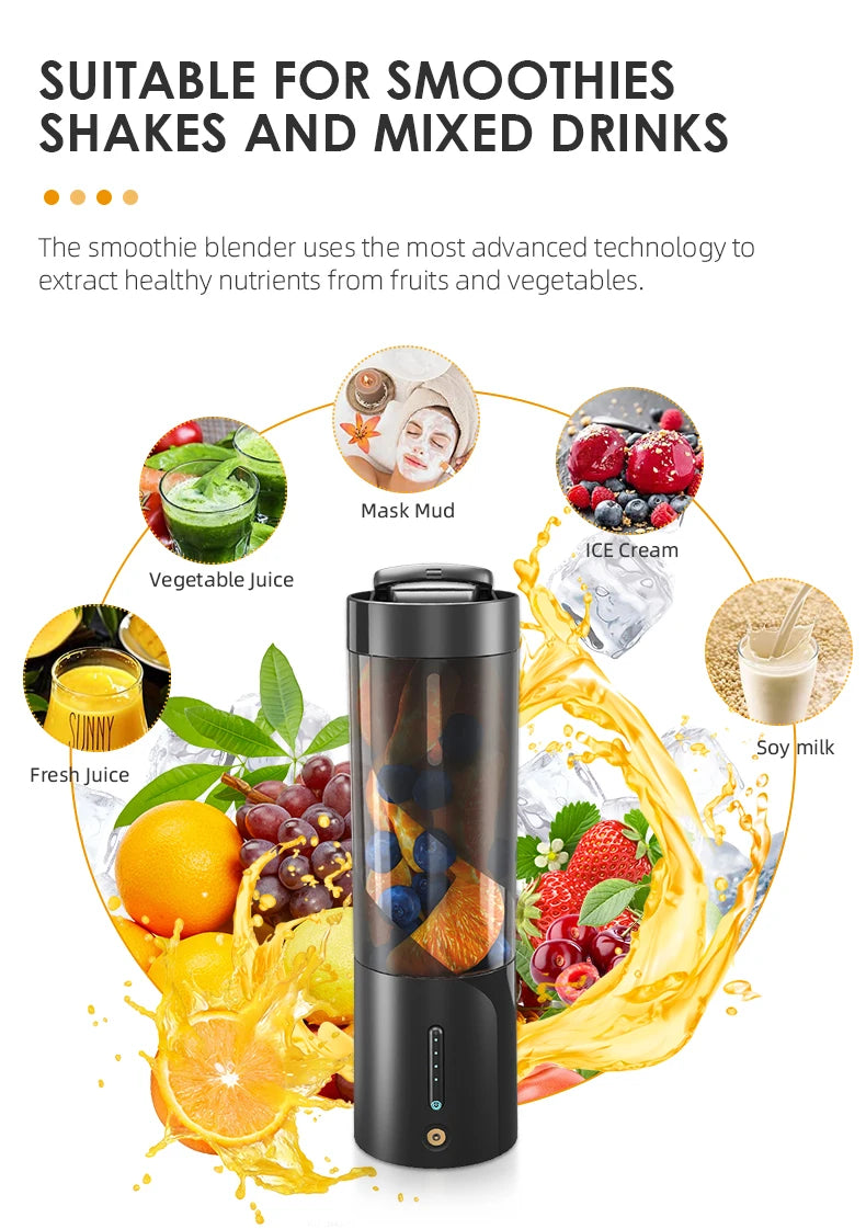 Portable Mixer Fresh Juicer Electric Mini Portable Blender For Smoothie and Shakes Multifunction Juice Maker Machine For Kitchen