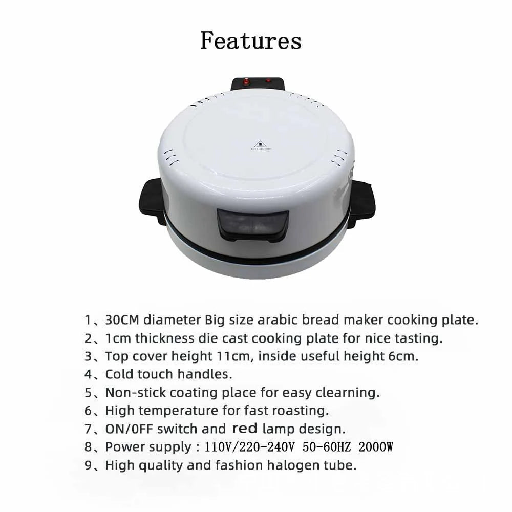 Electric Pizza Maker, Portable Electric Toaster, Stainless Steel Oven, Non-Stick Handle Cold Touch Handle, Toast Steak Bread