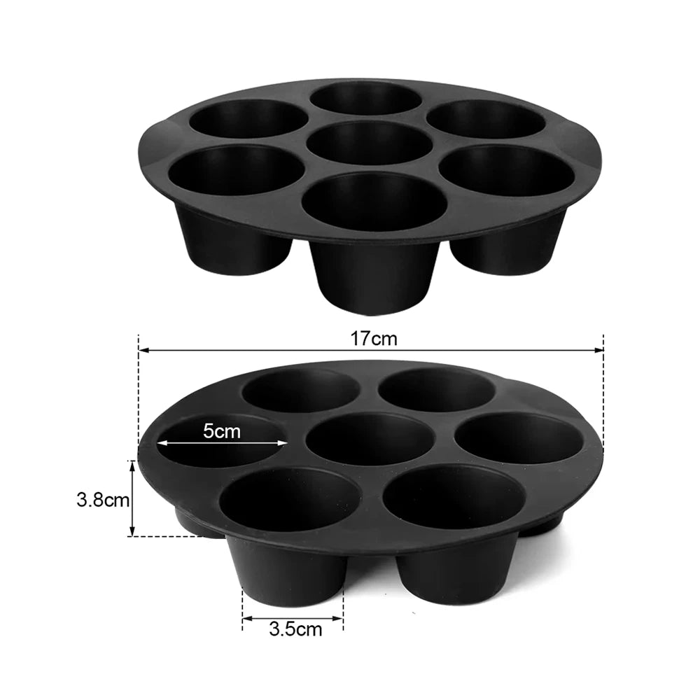 7 Cups Airfryer Silicone Muffin Pan Cupcake Mold for 3.5 to 5.8 L Air Fryer Accessories Non Stick Mini Cake Mould