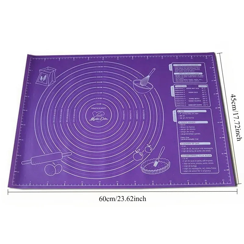 60/50/40cm Silicone Pad Baking Mat Sheet Kneading Dough Mat For Kitchen Rolling Dough Pizza Large Dough Non-Stick Maker Holder
