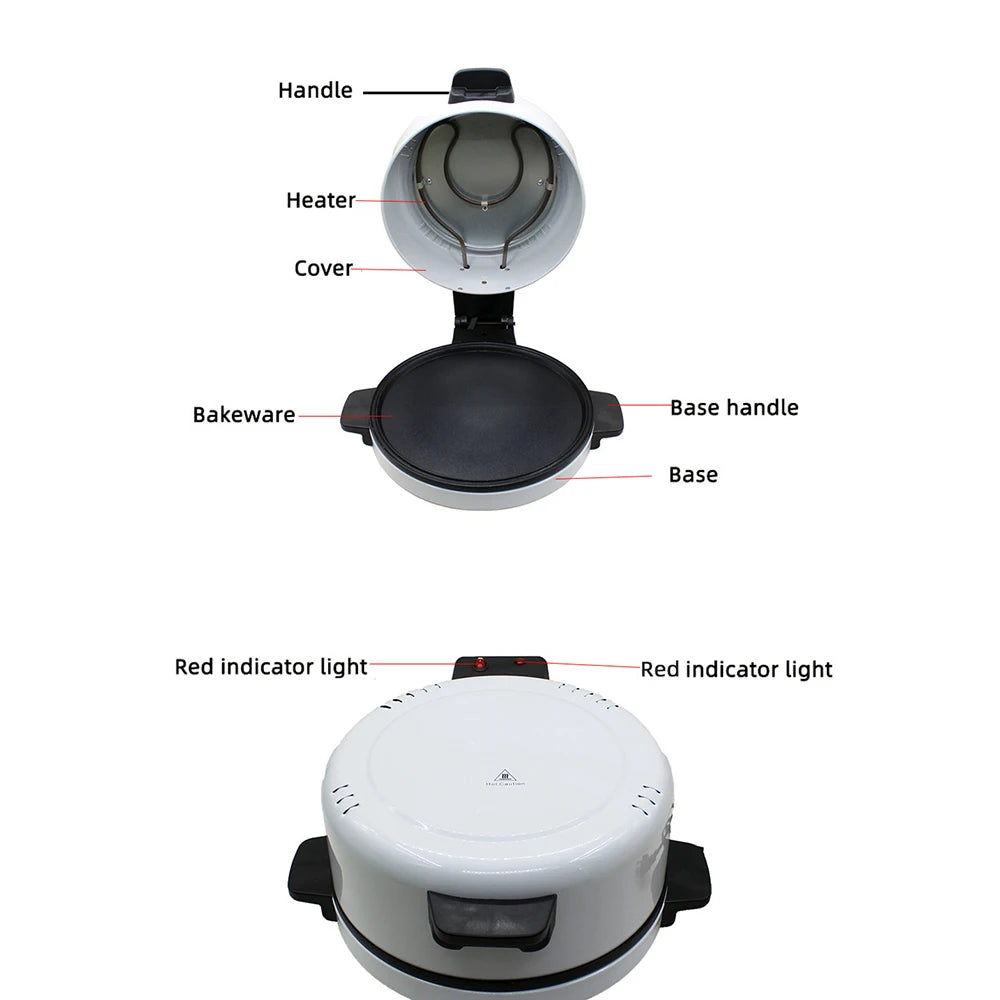 Electric Pizza Maker, Portable Electric Toaster, Stainless Steel Oven, Non-Stick Handle Cold Touch Handle, Toast Steak Bread