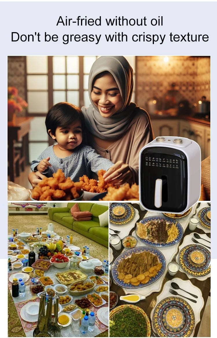2025 6L air fryer large capacity multifunctional air fryer fully automatic all-in-one machine square oil-free Quick Bake Fryer
