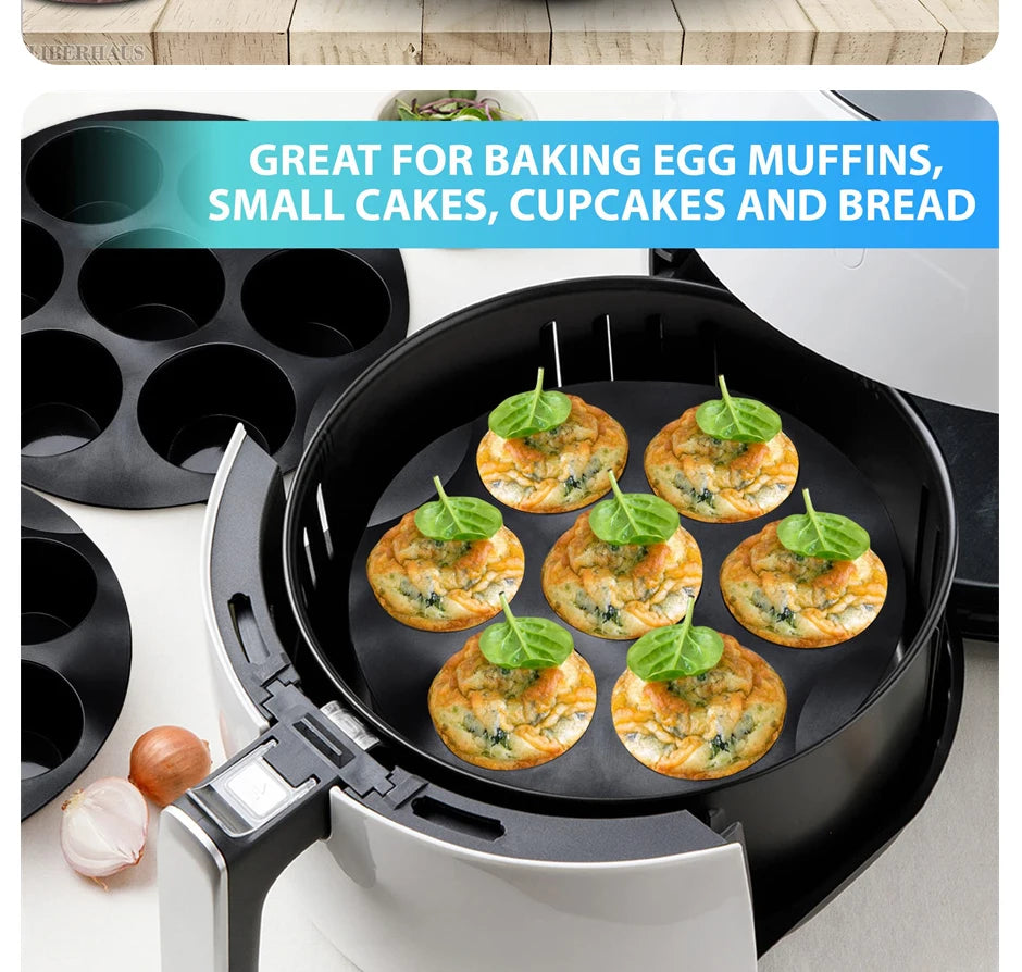 7 Cups Airfryer Silicone Muffin Pan Cupcake Mold for 3.5 to 5.8 L Air Fryer Accessories Non Stick Mini Cake Mould