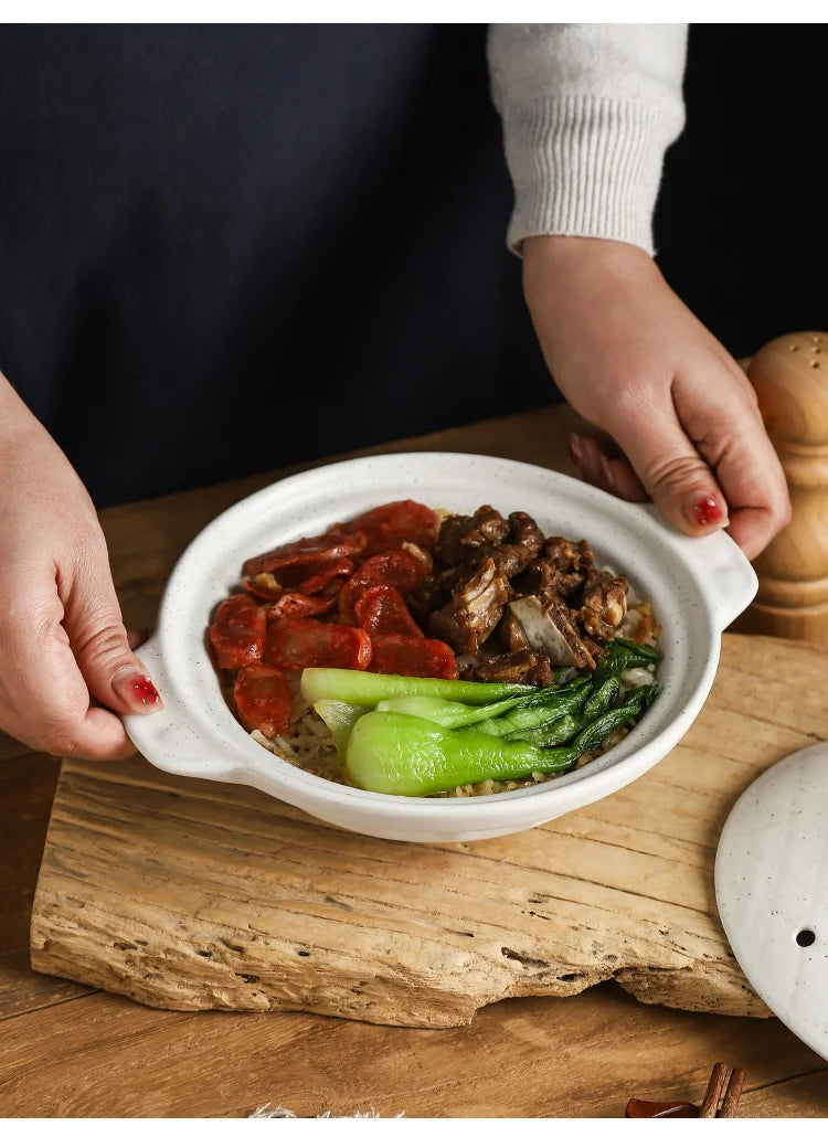 Ceramic Casserole Stew Pot Cooking Gas Earthenware Soup Pots Ceramic Rice Noodle Saucepan Resistant Bibimbap Pot Household