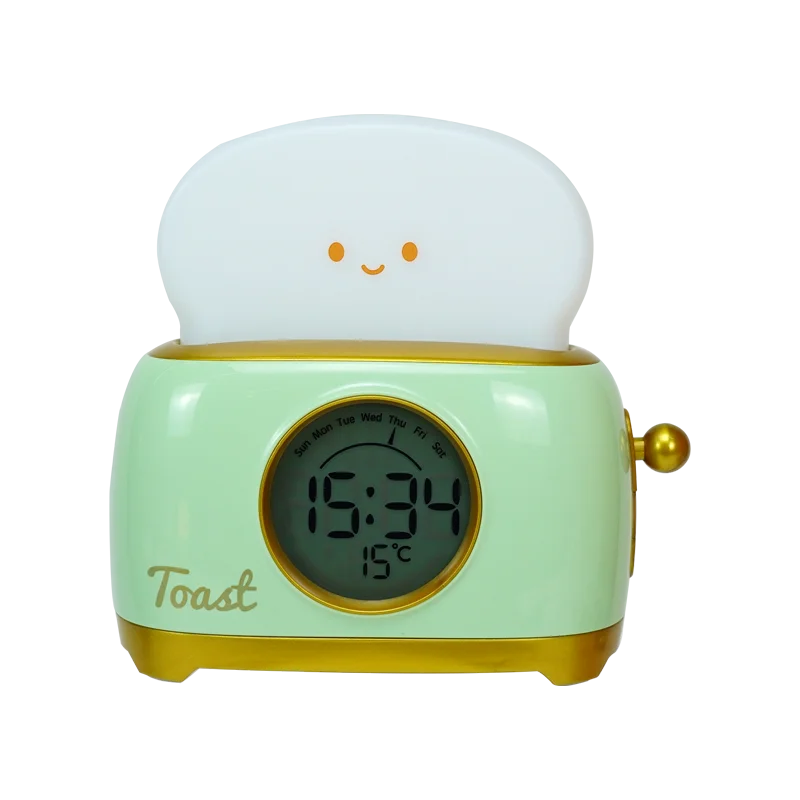 Toaster Night Light Alarm Clock Children Alarm Clock Bedside Luminous Clock Charging Bedroom Night Lamp Decoration Children Gift