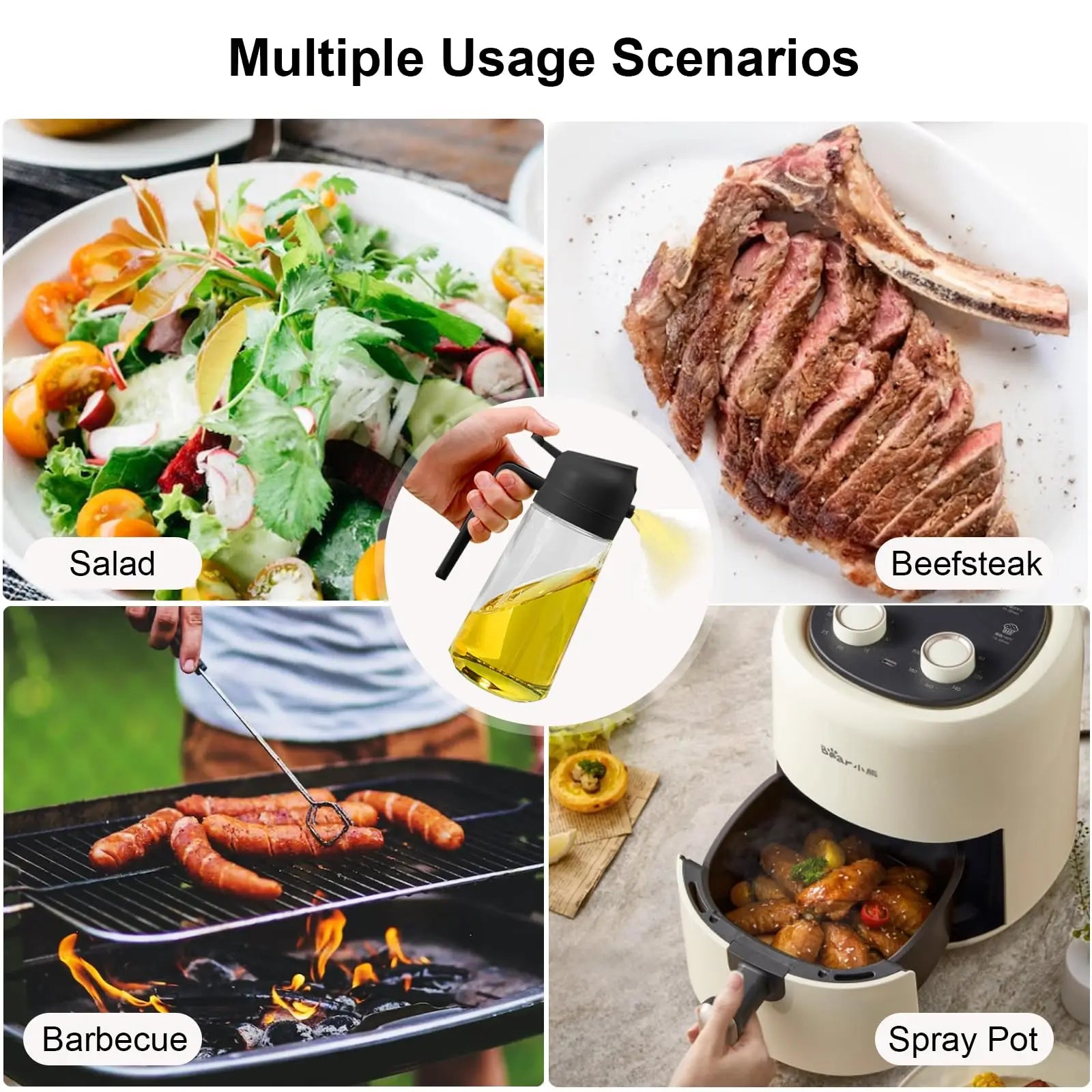 Kitchen Oil Spray Bottle Cooking Olive Oil Sprayer 200/300/500ML Pneumatic Spray Bottle Fitness Barbecue Spray Oil Dispenser