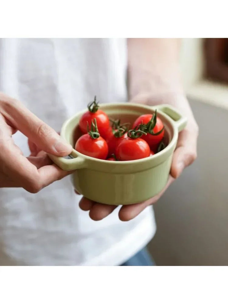 200ML Ceramic Breakfast Bowl Ramekins with Lids Oven Safe Creme Brulee,Mini Casserole Souffle Cover&Handle for French Onion Soup