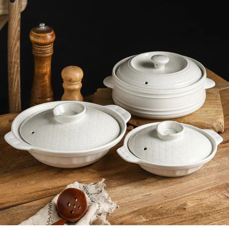 Ceramic Casserole Stew Pot Cooking Gas Earthenware Soup Pots Ceramic Rice Noodle Saucepan Resistant Bibimbap Pot Household